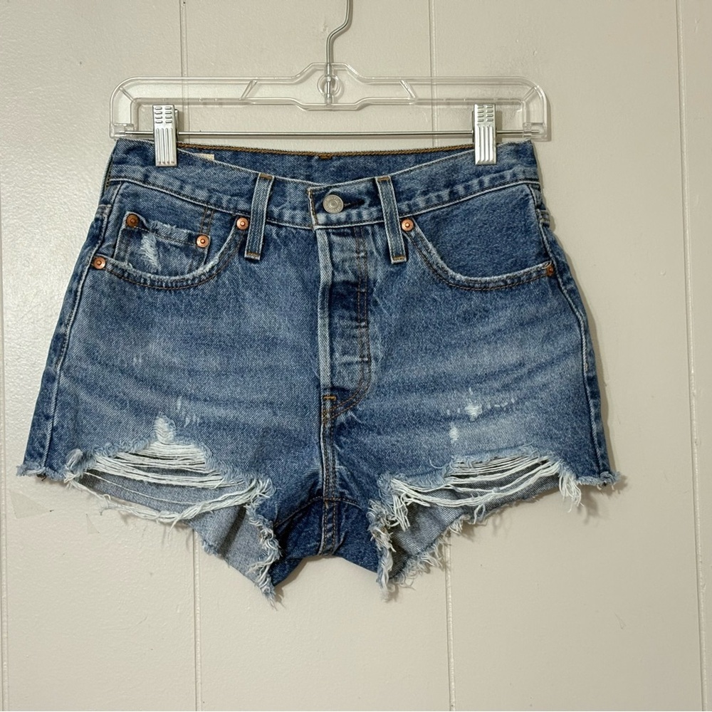 Levi’s 501 Original Cutoff Shorts Women’s 25 High Rise Distressed Button Fly